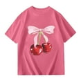 thumbnail image 3 of WOYY Girls Cherry Print Short Sleeve T Shirt Lightweight Summer Casual T-Shirt, Sizes 9-10, 3 of 3