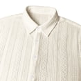 thumbnail image 6 of Men's 2 Piece Jacquard Textured Beach Outfits Summer Casual Button Down Shirts and Shorts Matching Sets Big and Tall Size S-3XL Beige, 6 of 7