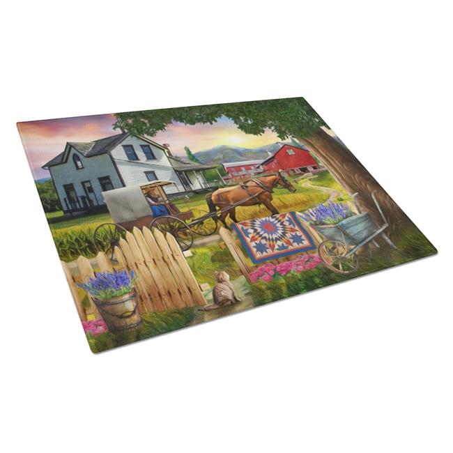 Headed Home for Dinner Farm Glass Cutting Board Large