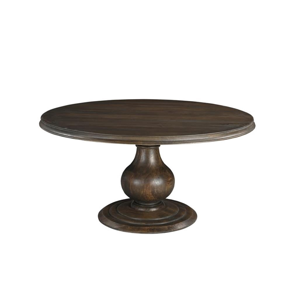 Taran Designs Lawrence 60" Round Solid Wood Pedestal Dining Table in Dark Brown