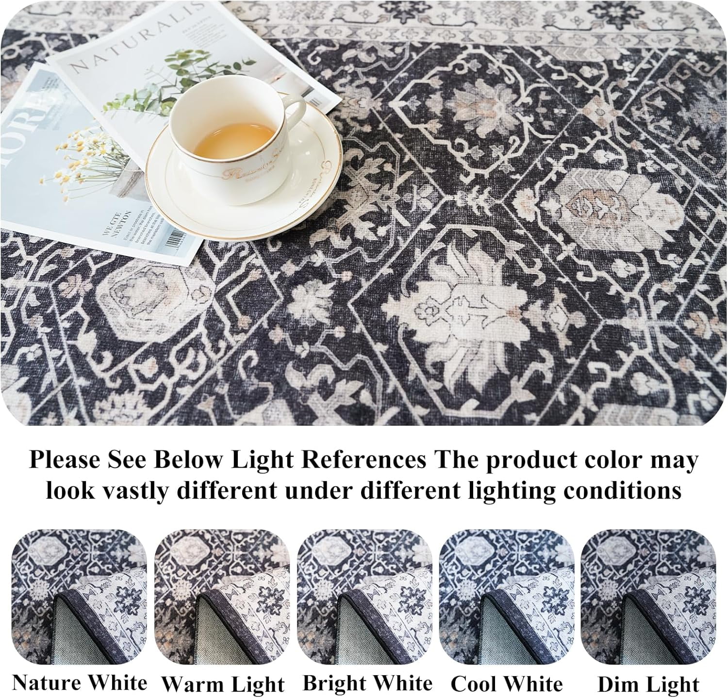 YOUFORTONG Washable 3x25 Extra Long Oriental Runner Rug,Soft Non-Slip Low Pile Thin Stain Resistant Indoor Carpet for Hallway Kitchen Living Room Bedroom,Black
