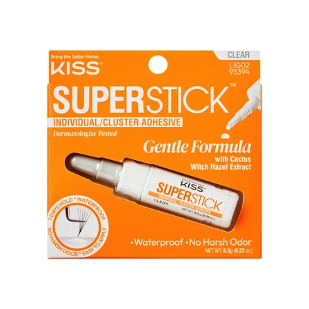 KISS SuperStick Individual Lash Cluster Liquid False Eyelash Adhesive, Net Wt. 6.5g - Clear