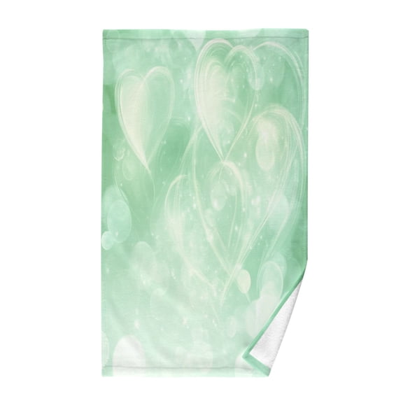 Pure Cotton Face Towel 16x28 Inches Hand Towel Bath Towel Hand Bath Towels Soft Good Water Absorption for Washing Face Wiping Face Valentine's Day Green Love