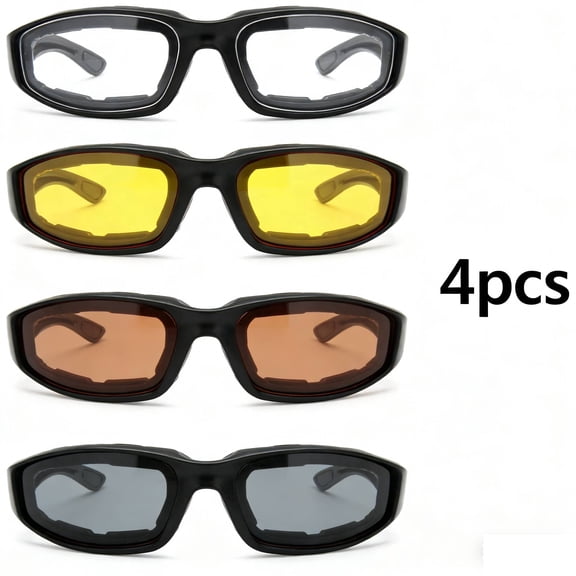 OFEFE 4-Pack Motorcycle Riding Glasses Set - Polarized Bicycle Sunglasses Goggles for Outdoor Sports, Windproof, Dustproof, Anti-Fog with UV400 Protection