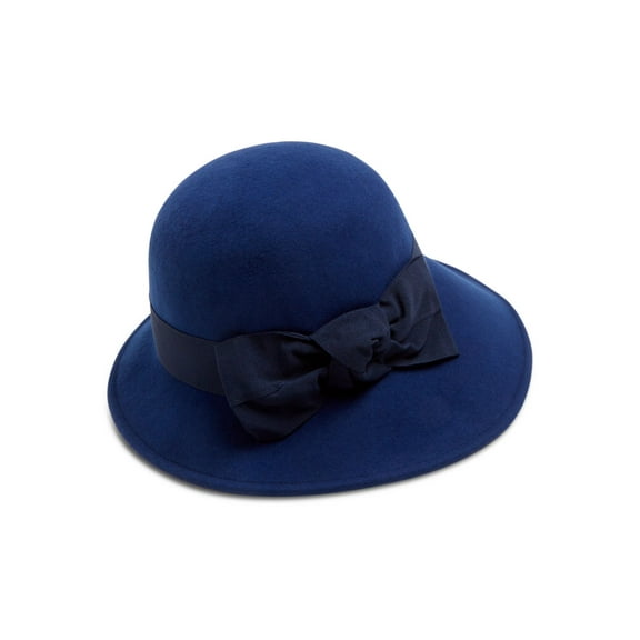 Raffaello Bettini Medium Wool Felt Cloche Bow Hat, Navy