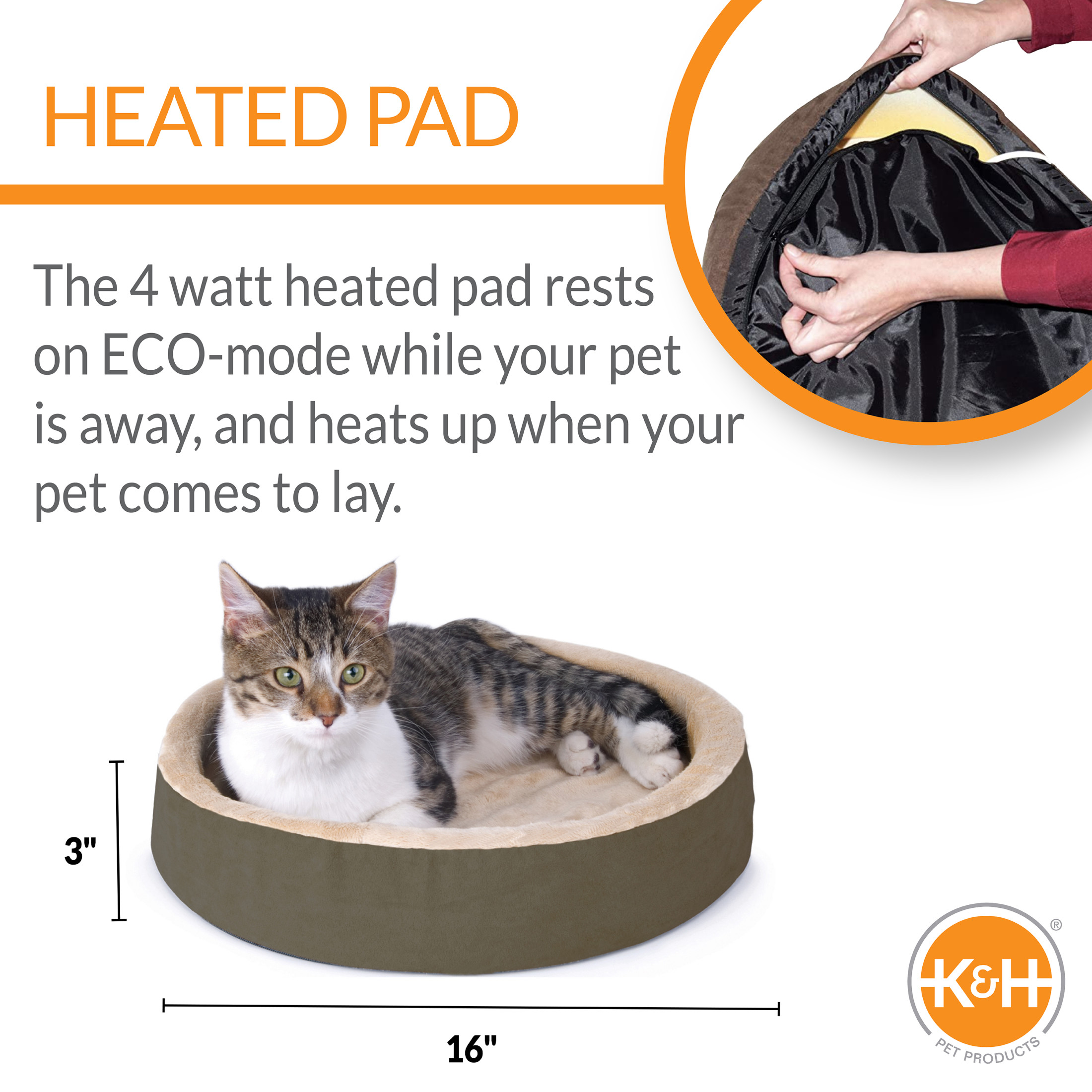 K&H Pet Products Thermo-Kitty Indoor Heated Cuddle Up Bed photo 2