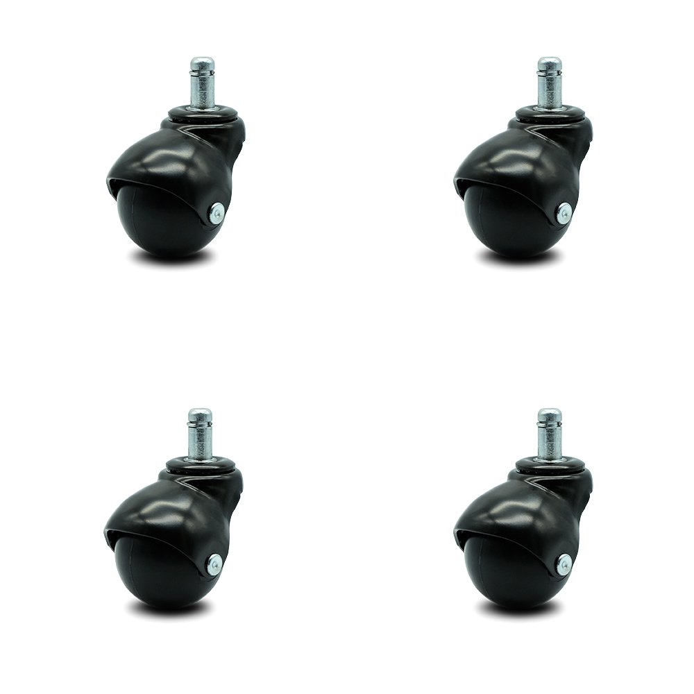Service Caster Gloss Black Hooded 2 Inch Swivel Ball Casters with 7/16