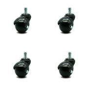 Service Caster Gloss Black Hooded 2 Inch Swivel Ball Casters with 7/16 Grip Ring Stem - 300 lbs. Total Capacity - Set of 4