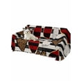 thumbnail image 2 of Valentine's Day Couch Cover for 2 Cushion Sofa, Black Red Strip Love Hearts Farmhouse Washable Loveseat Sofa Covers Slipcover for Sectional Sofas L-Shaped, Couch Throw Cover 71"x118", 2 of 9