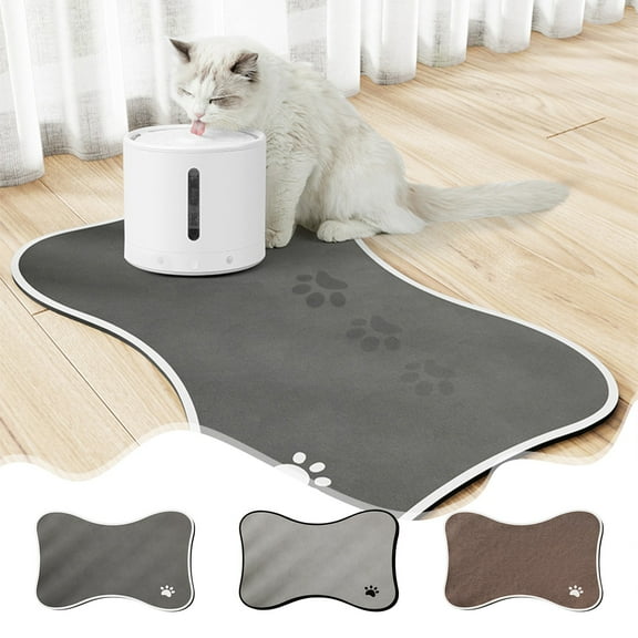 Pet Feeding Mat,Dog & Cat Silicone Bone Shaped Feeding Mat with Rubber Backing,Non-slip Absorbent Dog Food Mat,Quick Dry Dog Mat for Food and Water Bowl,No Stains Dog Cat Food Mats Indoor