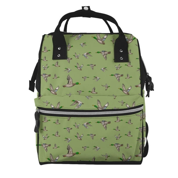 Fotbe Mallard Duck Mochila Maternidad - Lona de Sarga Impermeable, Mochila de Pañales de Gran Capacidad con Múltiples Bolsillos y Correas Ajustables