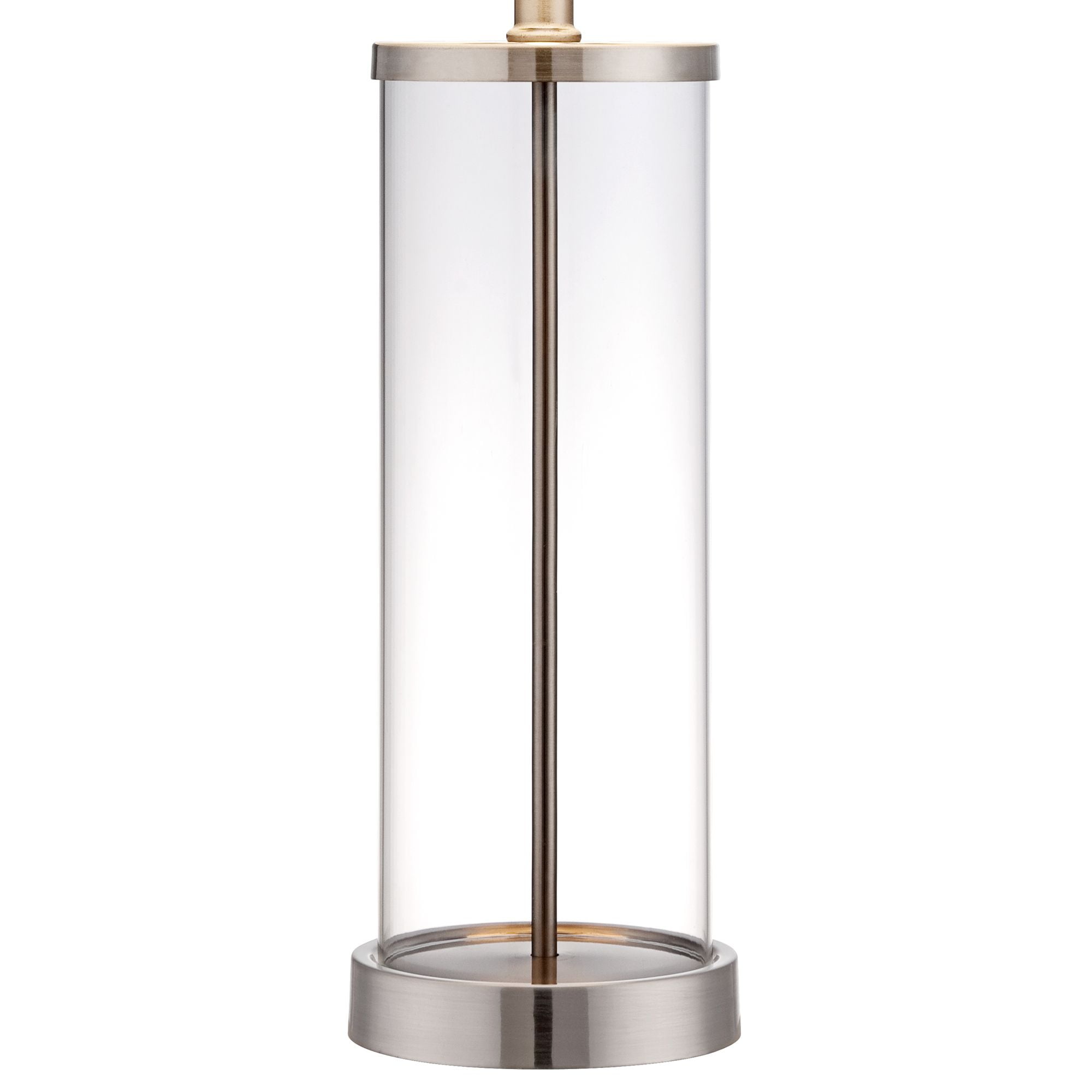360 Lighting Coastal Table Lamp 26.25" High Clear Glass Cylinder Steel Fillable White Drum Shade for Living Room Family Bedroom Bedside Office