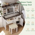 thumbnail image 5 of Semiocthome Farmhouse Makeup Vanity Desk with Cushioned Stool and Charging Station for Bedroom,White, 5 of 9