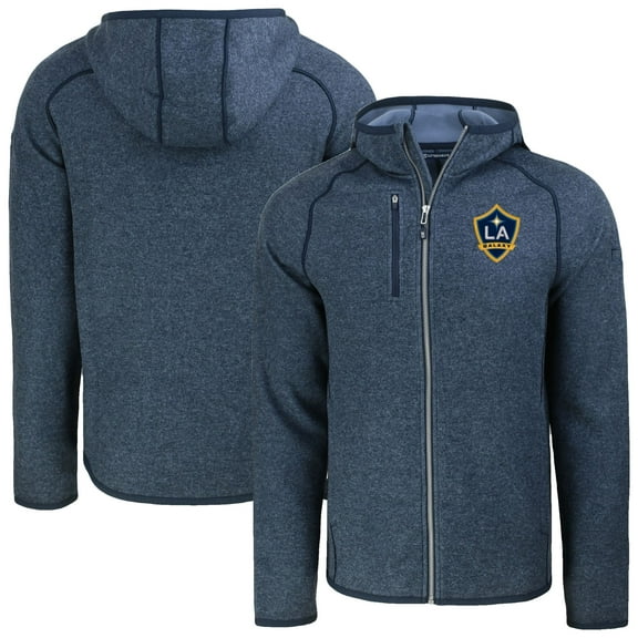 Men's-Cutter & Buck Heather Navy LA Galaxy Mainsail Full-Zip Hooded Jacket