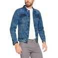 thumbnail image 2 of Red Label Men’s Premium Casual Faded Denim Jean Button Up Cotton Slim Fit Jacket (Dark Blue, S), 2 of 5
