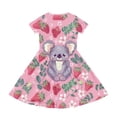 thumbnail image 3 of Uourmeti Koala Kids Short Sleeve Dress Summer Cute Swing Dresses Strawberries Casual Soft Crewneck Knee Length A-Line Dress with Pockets for 11-12 Years Girls, 3 of 5