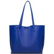 Women's Soft Faux Leather Tote Shoulder Bag from SHIJI65 , Big Capacity Tassel Handbag