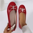 thumbnail image 4 of longantii Women's Casual Flat Loafers Breathable Perforated Round Toe Slip On Shoes with Bow Rhinestone Comfort Wedge Heel Dress Flats for Spring Summer Work, 4 of 5