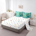 thumbnail image 3 of 7 Pcs Green Lizard Bed In A Bag,Animal Reptile Comforter Set,Beige Flower Floral Bedding Sets Twin Size,Cartoon Wildlife Quilt with Flat Fitted Sheet Brown Branches Green Leaves Decor, 3 of 5