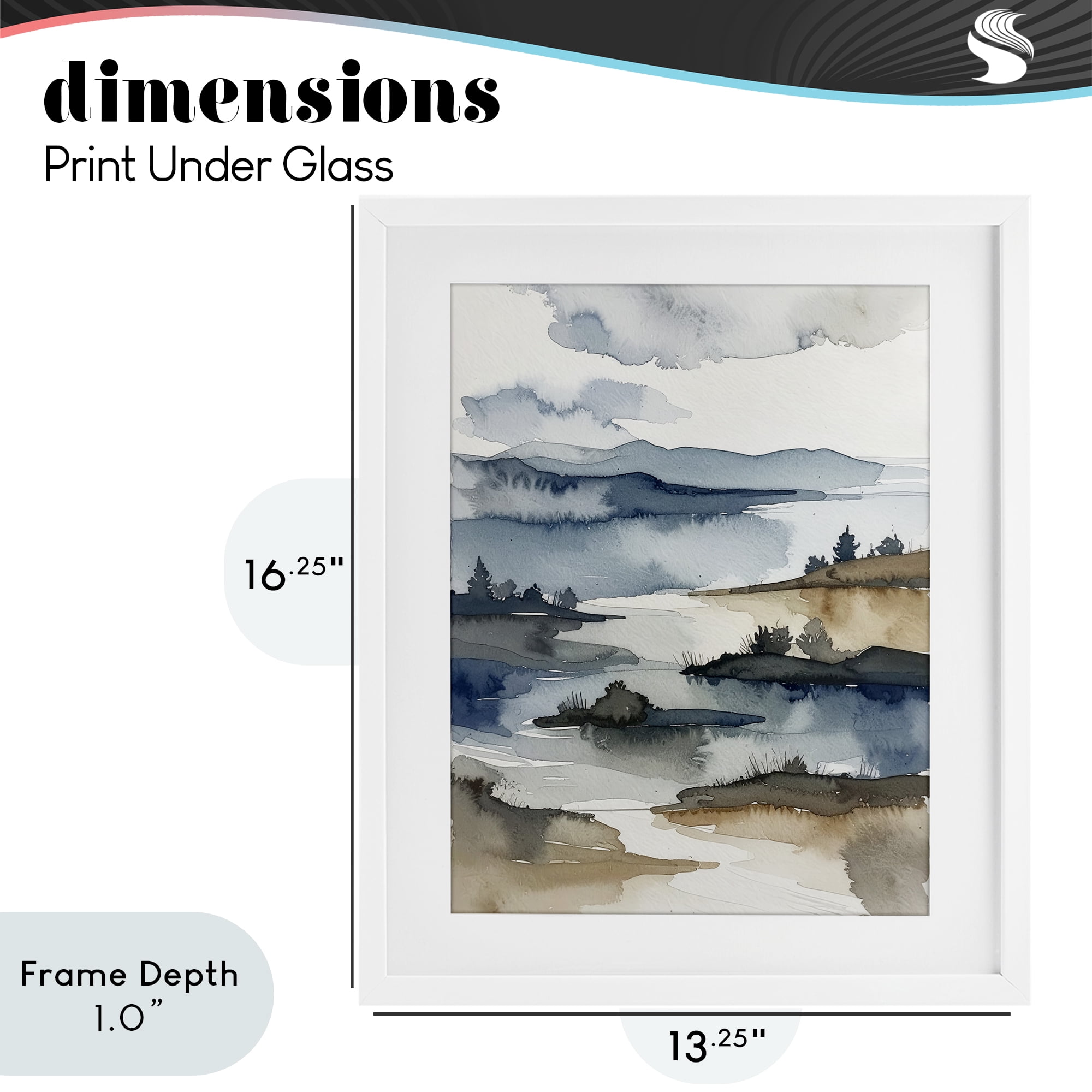 Stupell Industries The Flow Of Water White Framed Print Under Glass, design by Alonza Saunders