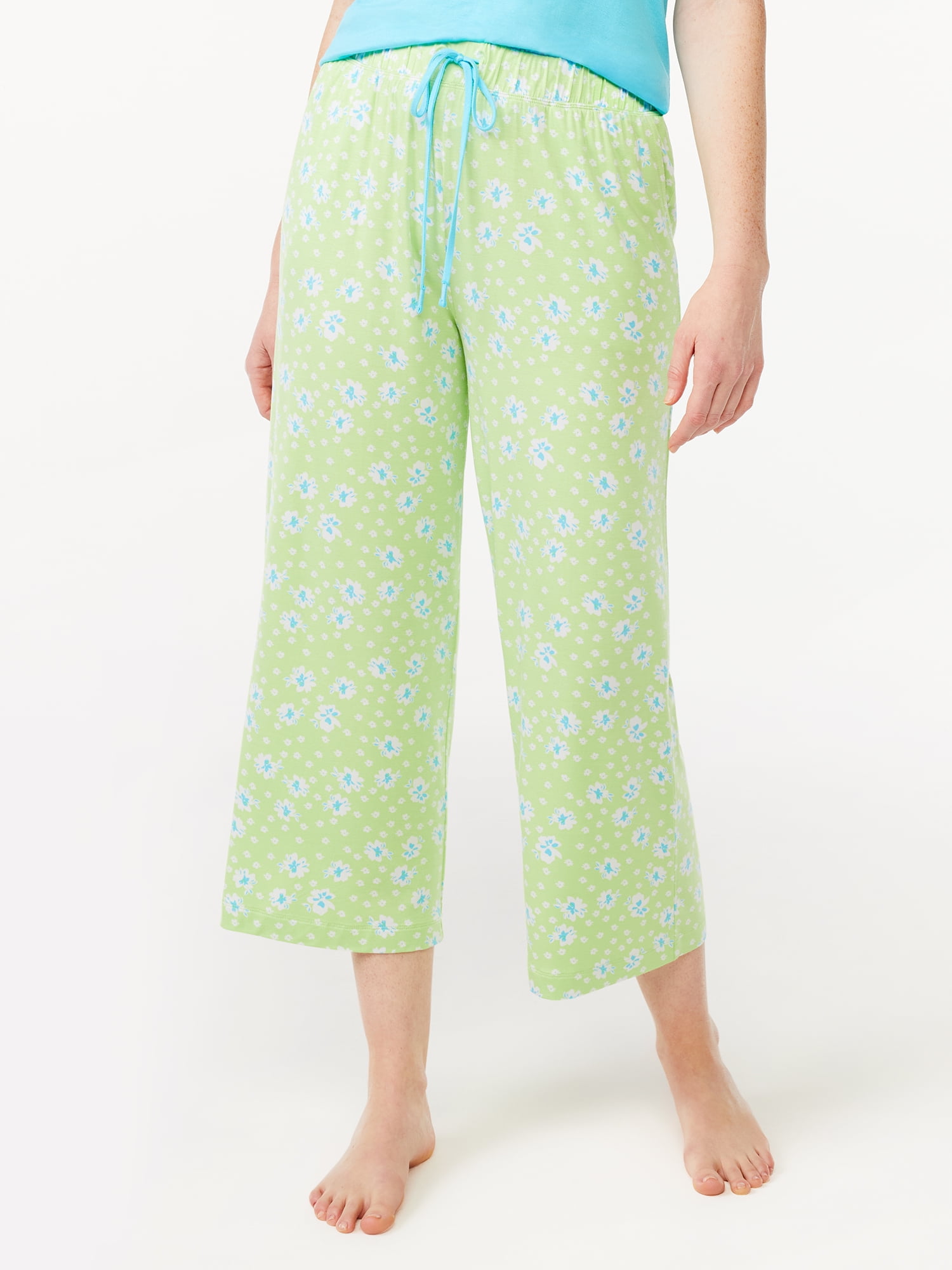 Joyspun Women's Cropped Knit Sleep Pants, Sizes S to 3X