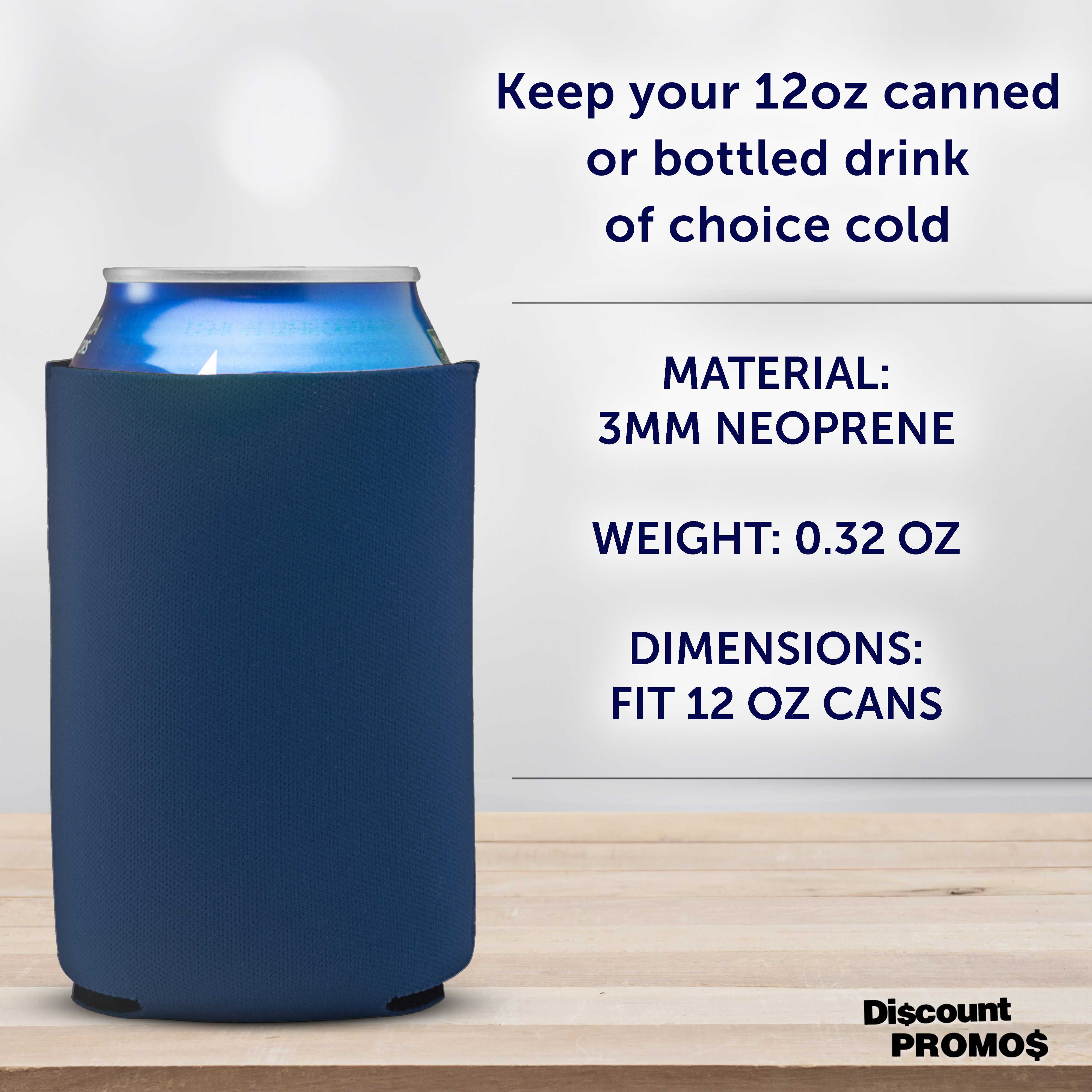 Neoprene Collapsible Can Coolers 12 oz. Set of 10, Bulk Pack - Great for Weddings, Parties, Anniversary, Indoor & Outdoor Events - Navy Blue