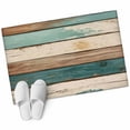 thumbnail image 2 of Farmhouse Teal Brown Bathroom Mats 2x3 FT, Non Slip Small Kitchen Mat, Retro Ombre Wooden Washable Soft Backed Front Door Throw Rugs Non-Shedding Indoor Outdoor Doormat for Entryway Sink, 2 of 8