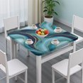 thumbnail image 3 of Blue Marble Gold Wave Pattern Square Fitted Tablecloth with Elastic Edge,Square Table Cover,Washable Elastic Table Cover for Home Kitchen Party Decor 34"x34", 3 of 6