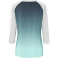 thumbnail image 4 of qelini T-shirts for Women with Round Neck School Season Solid Color 3/4 Sleeved Gradient Printed Loose Casual Daily Wearing Basic Tops Juniors Summer Comfortable 1Pack Mint Green L, 4 of 5