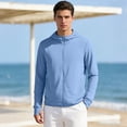 thumbnail image 2 of Men's Lightweight Full-Zip Hooded Sun Protection Shirt UPF 50+ Quick Dry Athletic Jacket with Thumb Holes - Breathable UV Outdoor Running Fishing Hiking Top Sky Blue XXL, 2 of 8