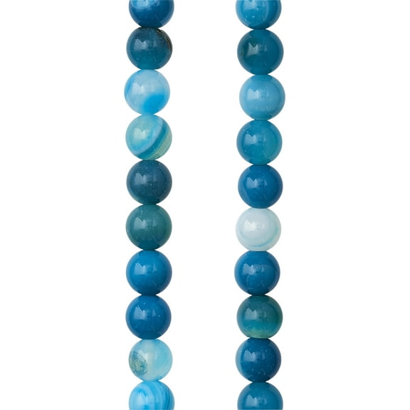 12 Pack: Blue Striped Agate Round Beads - 6mm by Bead Landing