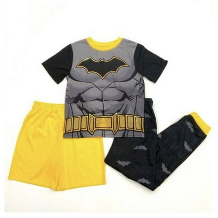 Batman Superhero Boy's 3-Piece Costume Style Pajama Set, Size XS 4/5