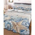 thumbnail image 3 of Quilts Twin-XL Size Bedding Set, Navy Blue Starfish Coastal Lightweight Quilted Comforter, Vintage Nautical Summer Coral Shell Soft Bedspread Coverlet with Pillow Covers for All Season, 68" x 98", 3 of 7