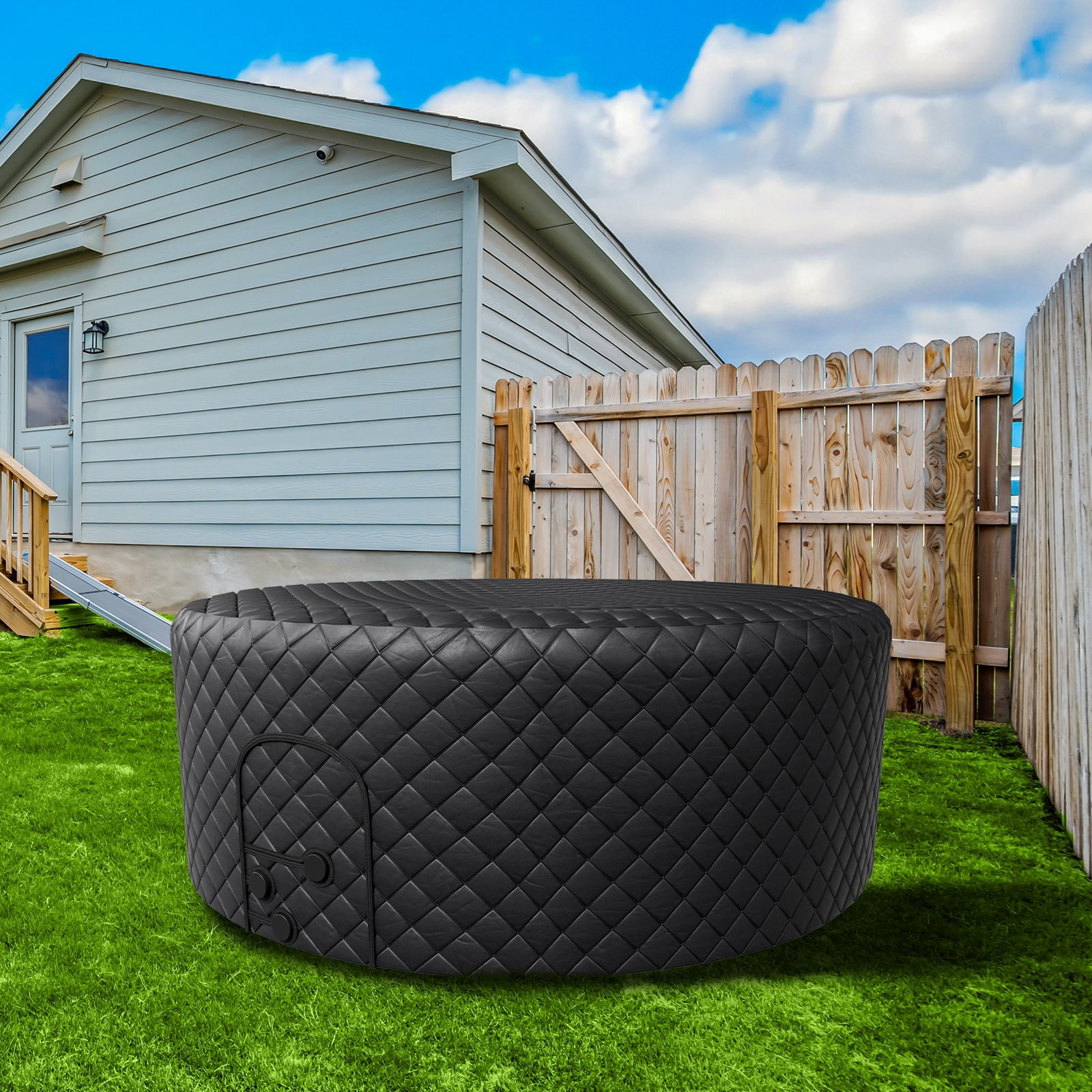 Outdoor Inflatable Hot Tub for 2-4 Person Round Thickened Insulation Cover(NOT Include Tub), Energy Efficient Hot Tub Insulated Thermal Cover Full Coverage for Keeping Warm Extra Insulation Dustproof