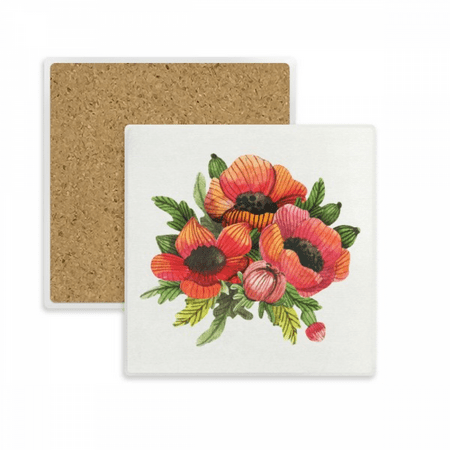 

Flowers Painting Corn Square Coaster Cup Mat Mug Subplate Holder Insulation Stone