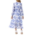 thumbnail image 3 of INSPIRE CHIC Vestidos de Chifón para Mujeres con Mangas Largas Semi Transparentes, Vestido Bohemio Floral con Volantes y Bolsillo Blanco M, 3 of 6