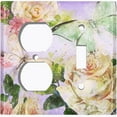 thumbnail image 4 of Metal Light Switch Plate Outlet Cover Flower White Rose Purple ROS012, 4 of 13
