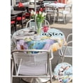 thumbnail image 4 of Happy Easter Outdoor Tablecloth - 54 Inch Round Dining Table Cover, Spring Grey Bunny Colorful Eggs Flower Blue Waterproof Outdoor Table Cloth with Umbrella Hole & Zipper for Picnic/Patio/Party, 4 of 7