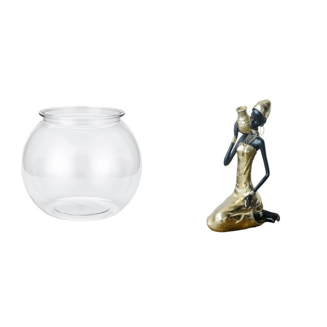 Adorno De Jarrón Transparente Para Pecera, Para Dormitorio, Sala De Estar, Mesa Y Estatua De Dama Tribal Africana, Pieza De Arte De Resina Artesanal Hecha A Mano Para Decoración Del Hogar.
