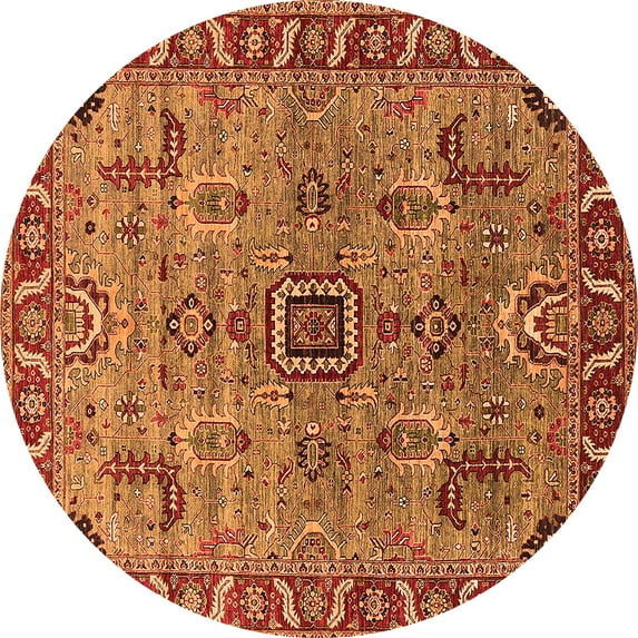 Ahgly Company Indoor Round Oriental Orange Industrial Area Rugs, 6' Round