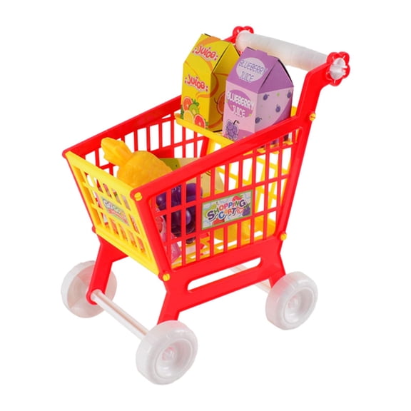 Juego de carrito de compras para niños, regalo de San Valentín para niños con accesorio de juego de simulación Rojo
