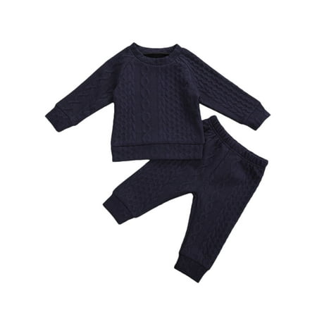 

Xingqing Toddler Baby Boy Girl Fall Winter Clothes Long Sleeve Thicken Tops Long Pant Warm 2pcs Outfits