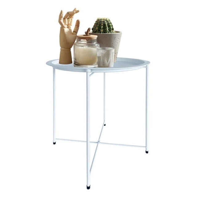 Mesa Auxilar Moderna de Metal Extensible y Plegable blanco