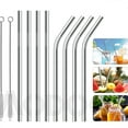 thumbnail image 2 of Pajitas de acero inoxidable reutilizables Juego de 12 pajitas de metal con dos cepillos de limpieza Productos sostenibles ecológicos Lavables Cero residuos, 2 of 8