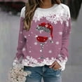 thumbnail image 2 of Fgnfyis Chandails en Molleton de Sport Décontractés à Manches Longues Raglan Col Rond Imprimé Flocon de Neige Rouge de Noël pour Femmes Doublé Rose Vif TTTG, 2 of 4