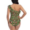 thumbnail image 5 of Sikiie Christmas Hat sock Print Women One Piece Swimsuits Tummy Control One Shoulder Bathing Suits Ruffle Swimwear, From S to XXL-Medium, 5 of 6