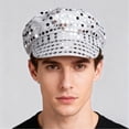 thumbnail image 3 of Jiibva Glitter Sequin Hat 70s Disco Adult Hat Bling Costume Hats Retro Dress Up Caps Newsboy Cap Beret Birthday Party Dance Caps Fancy Dress Accessory, 3 of 7