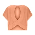 thumbnail image 7 of Lcziwo Short Sleeve Tops for Women Open Back Y2K Slouchy Cropped Tees Backless Athletic Running Gym Shirts 2026 Orange,S, 7 of 7