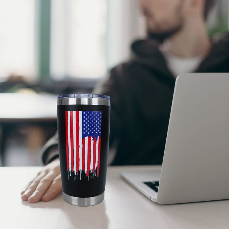 Tumbler for Men American Flag We The People Patriotic Coffee Tumbler for Mens 20 oz Vacuum Insulated Stainless Steel Travel Mug Gifts
