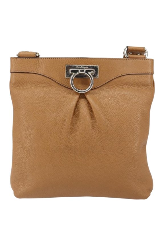 Pre-Owned Salvatore Ferragamo Gancini Shoulder Bag Leather Brown Leather Shoulder Bag Bag